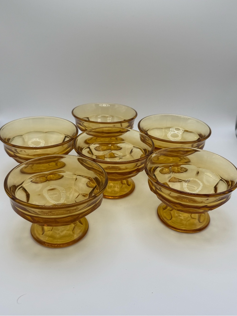 Viking Honey Gold Amber Glass Sherbet Bowl Set-6
